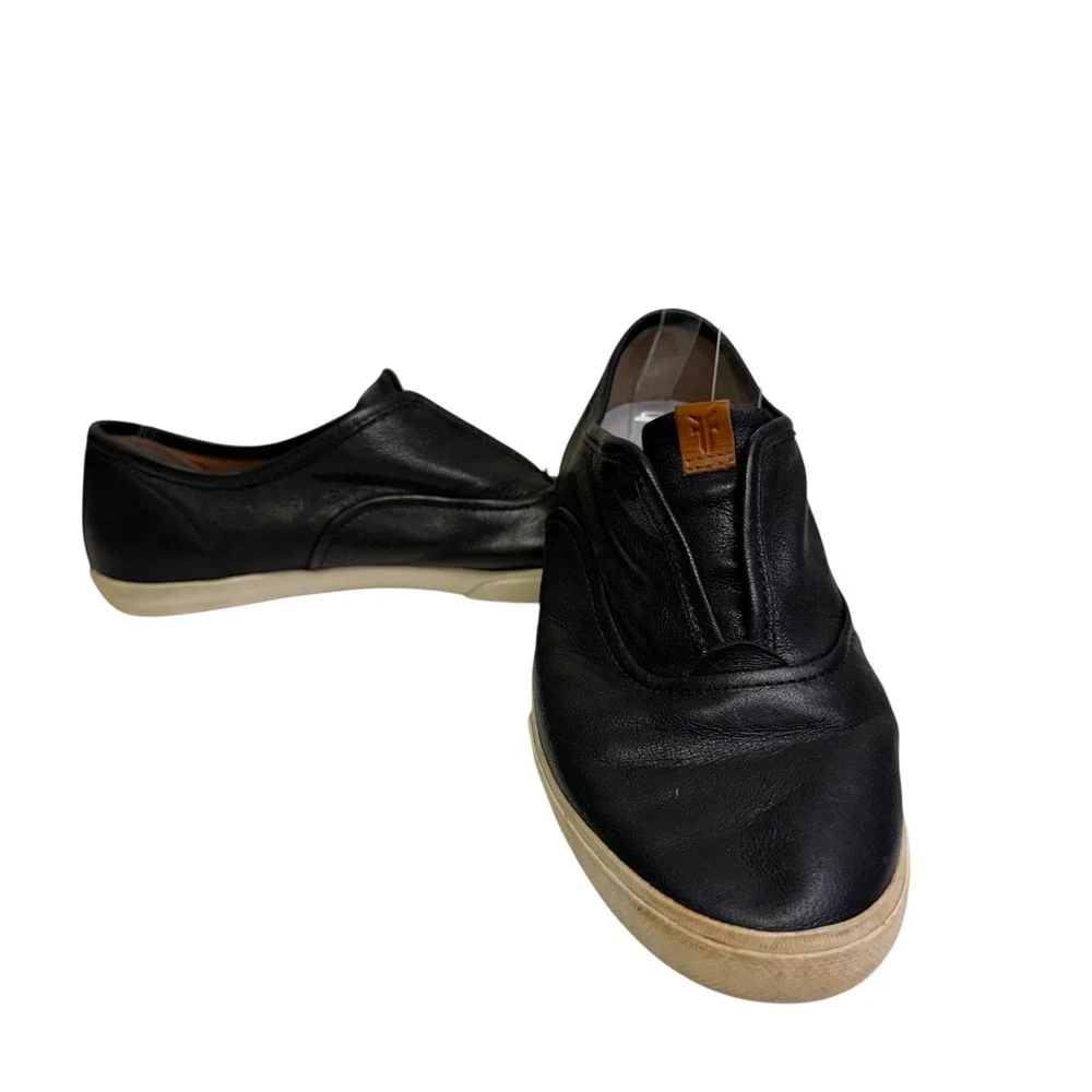 FRYE Women's Black Leather Slip On Sneakers Shoes Size 9.5